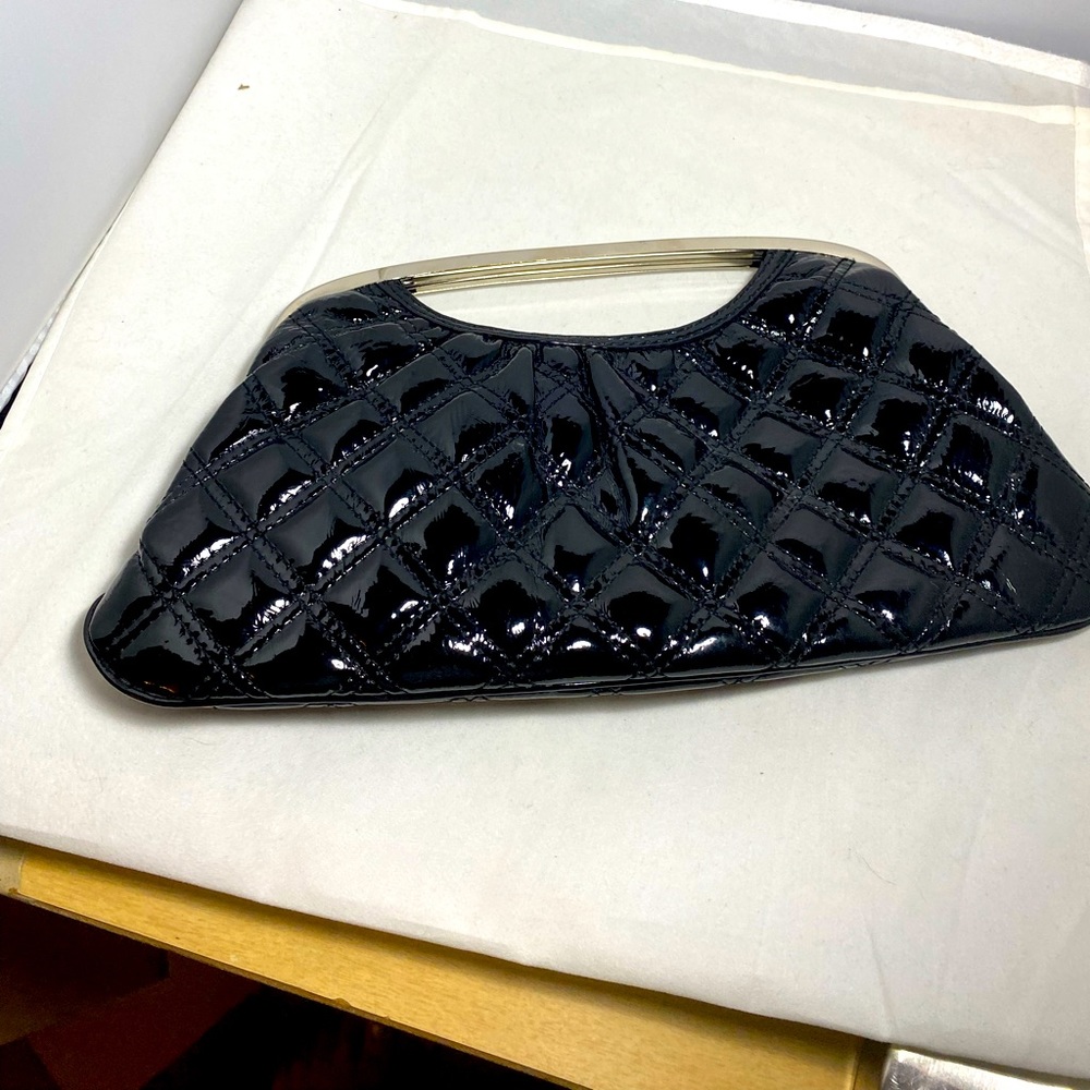 Express Black snap clutch bag